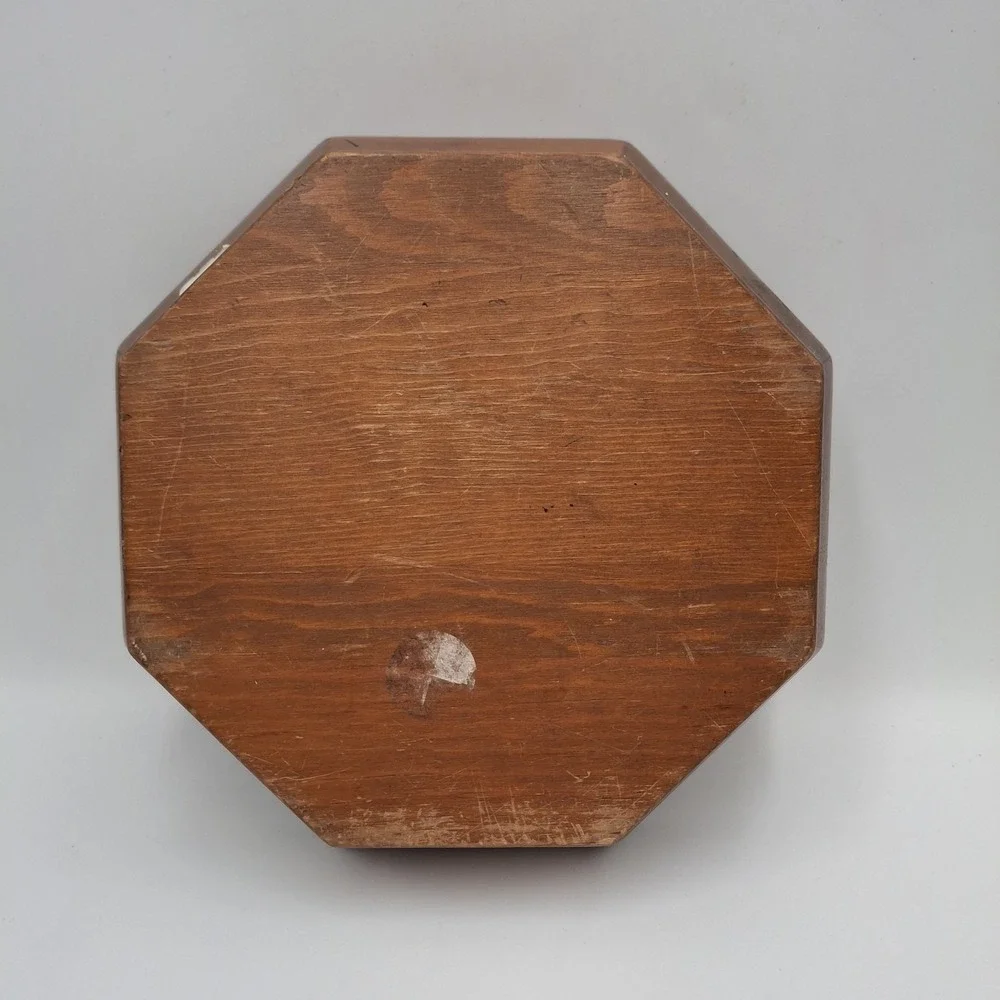 Vintage Octagon Wooden Snowman Bowl Dish Frosty Flurry Snowman Decor Rustic 8 In
